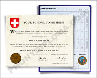 Fake Diploma and Transcripts from Switzerland University Switzerland D&T